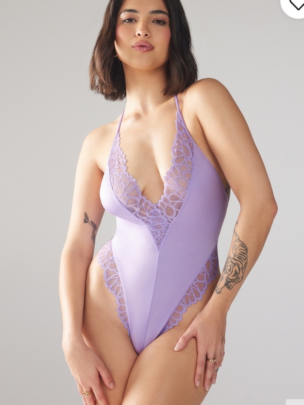 Savage X Fenty Purple Lavender Savage Not Sorry Lace Teddy Bodysuit 3X